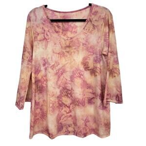 Soft Surroundings Pink & Orange Tie Dye Blouse Womens S Shirt Casual Classic